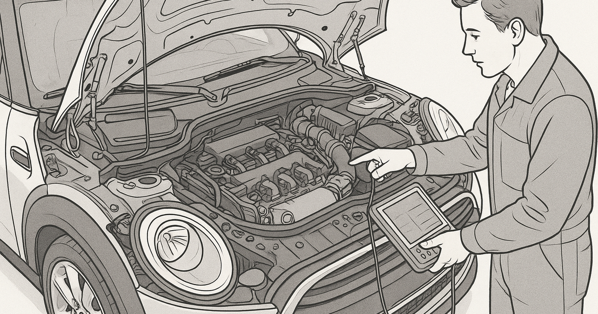 ����� � ������� Mini Cooper ����������� � ������, �������� ���� � ���������.